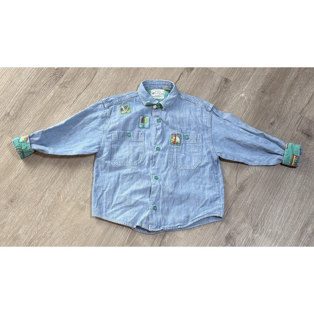 012 Benetton Vintage Youth‎ Boy's XS Long Sleeve Flip Cuff Button Shirt Italy